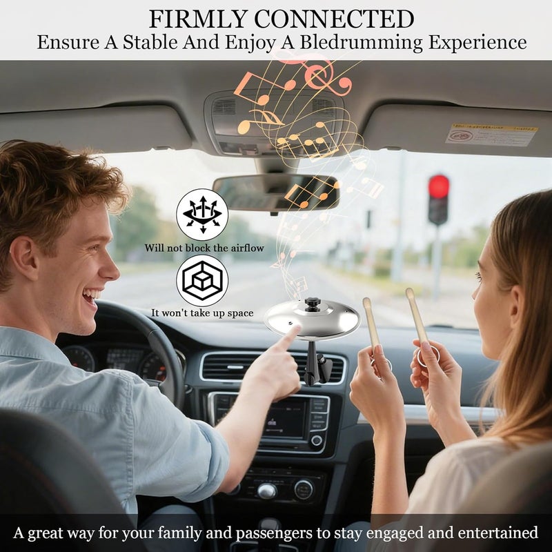 BADAO Car Cymbal Air Vent Car Symbol Drum Crash Cymbal w/Mini Drum Stick,Mini Drum Cymbal,Add Fun to Your Drive,Funny Musical Instruments Gadget for Drummer Music Lovers Gift,Car Accessory All Vehicle Types - Image 3